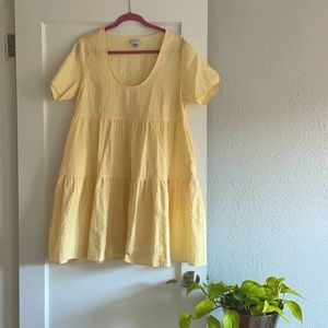 Short Sleeve Tiered Yellow Seersucker Mini Dress — A New Day / Target